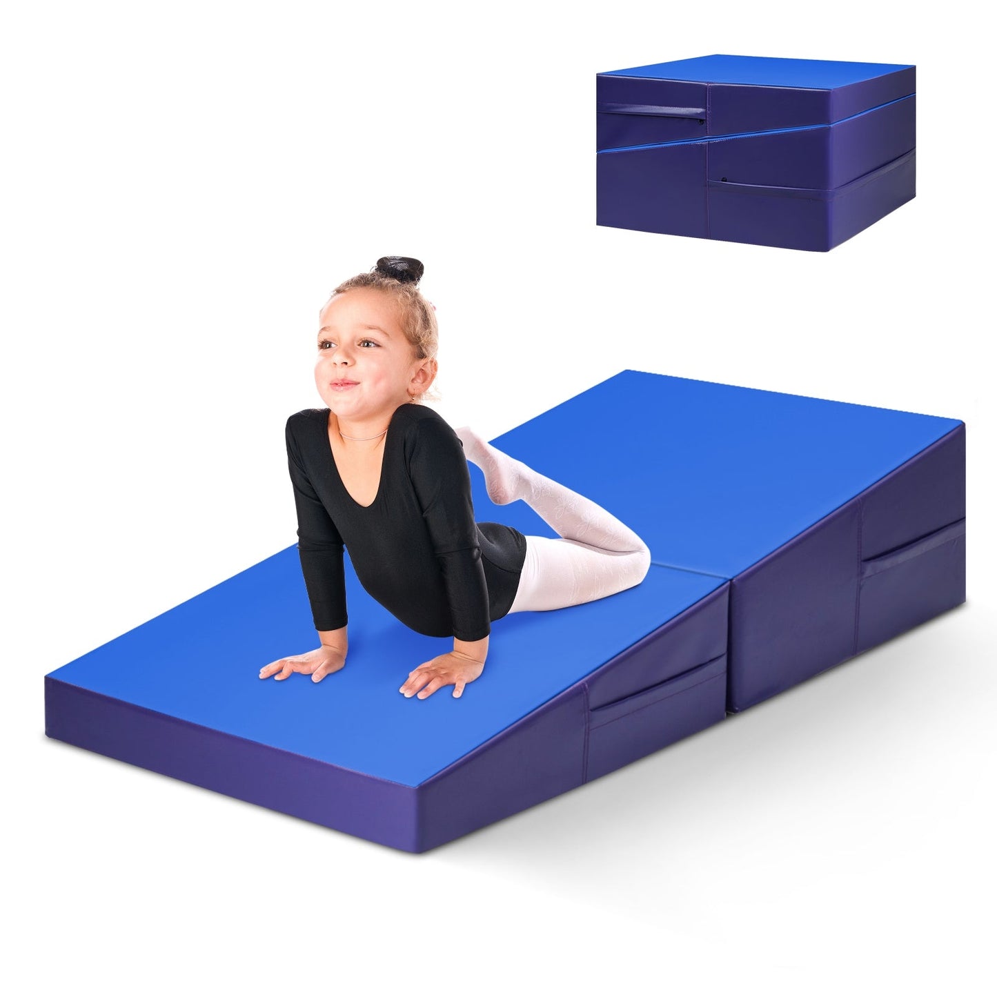 Folding Incline Mat Slope Cheese Gymnastics Gym Exercise Yellow
