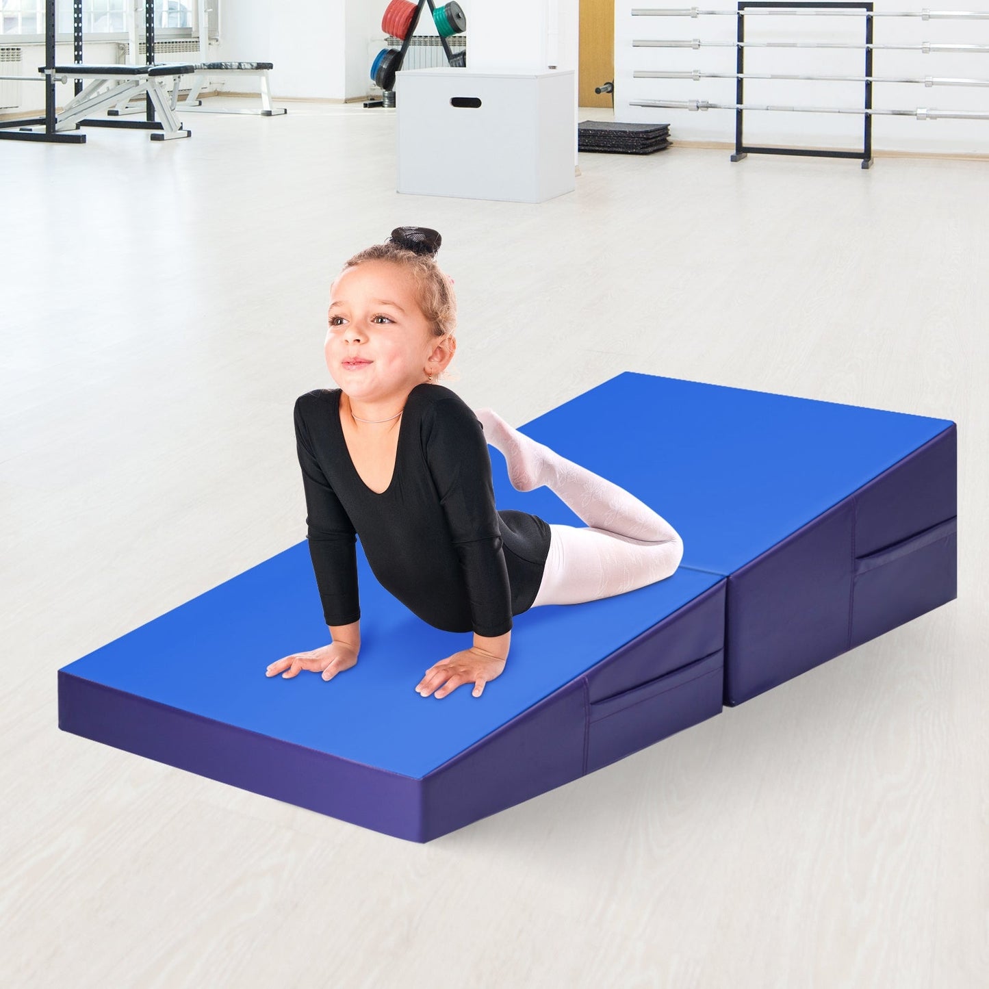 Folding Incline Mat Slope Cheese Gymnastics Gym Exercise Yellow