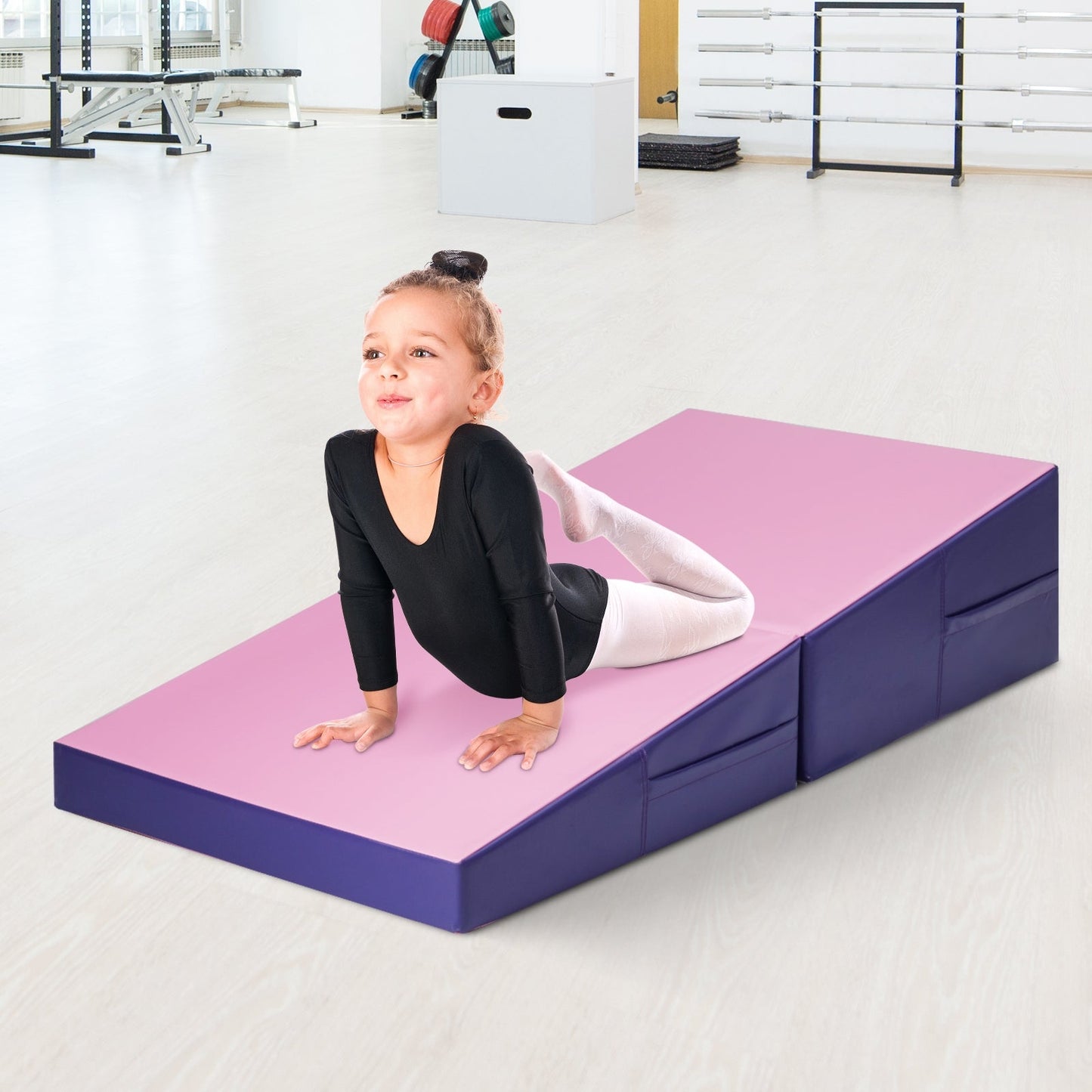 Folding Incline Mat Slope Cheese Gymnastics Gym Exercise Yellow