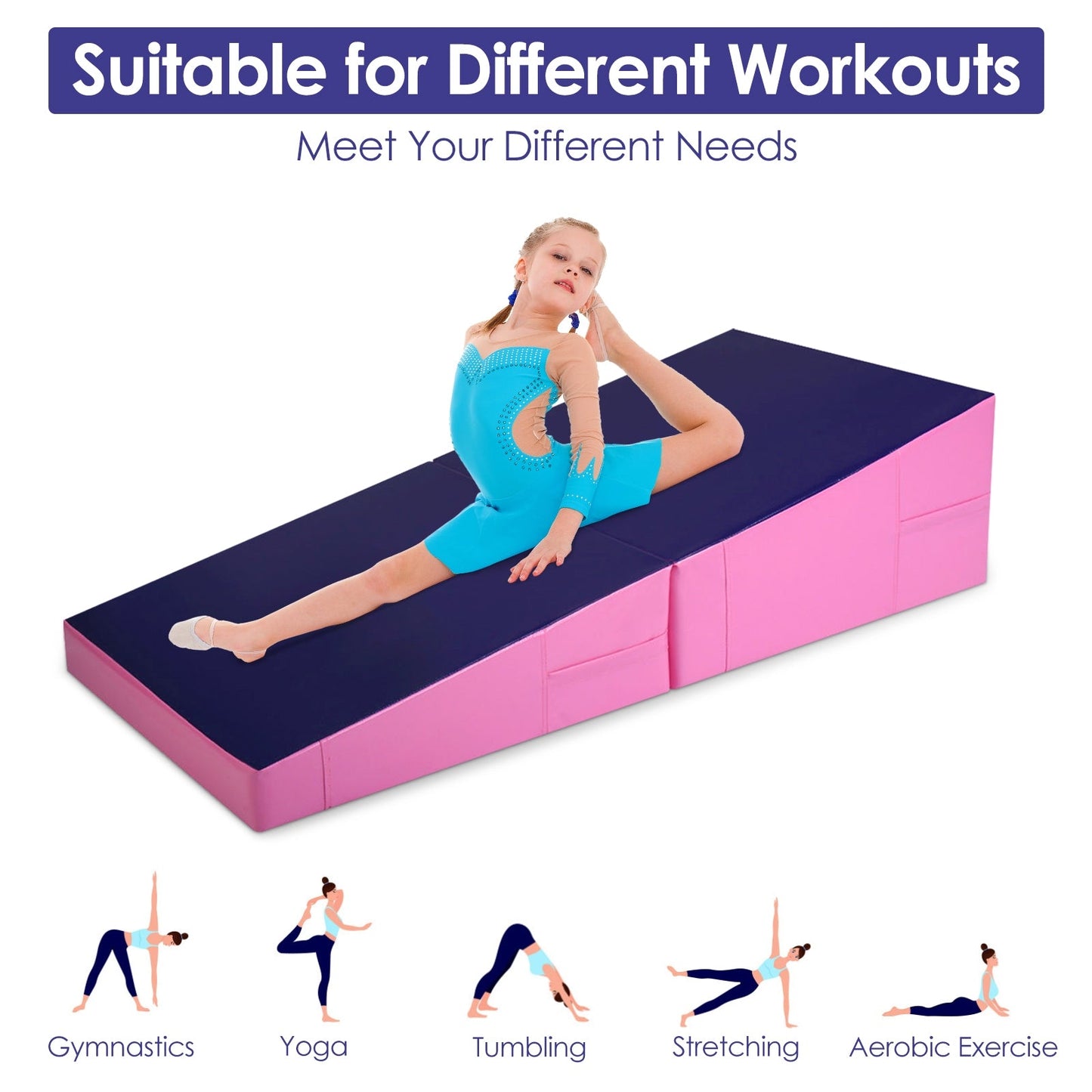 Folding Incline Mat Slope Cheese Gymnastics Gym Exercise Yellow