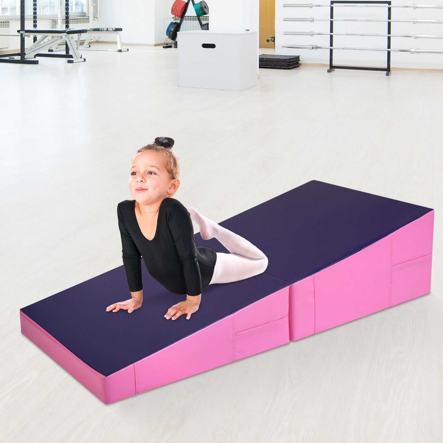 Folding Incline Mat Slope Cheese Gymnastics Gym Exercise Yellow