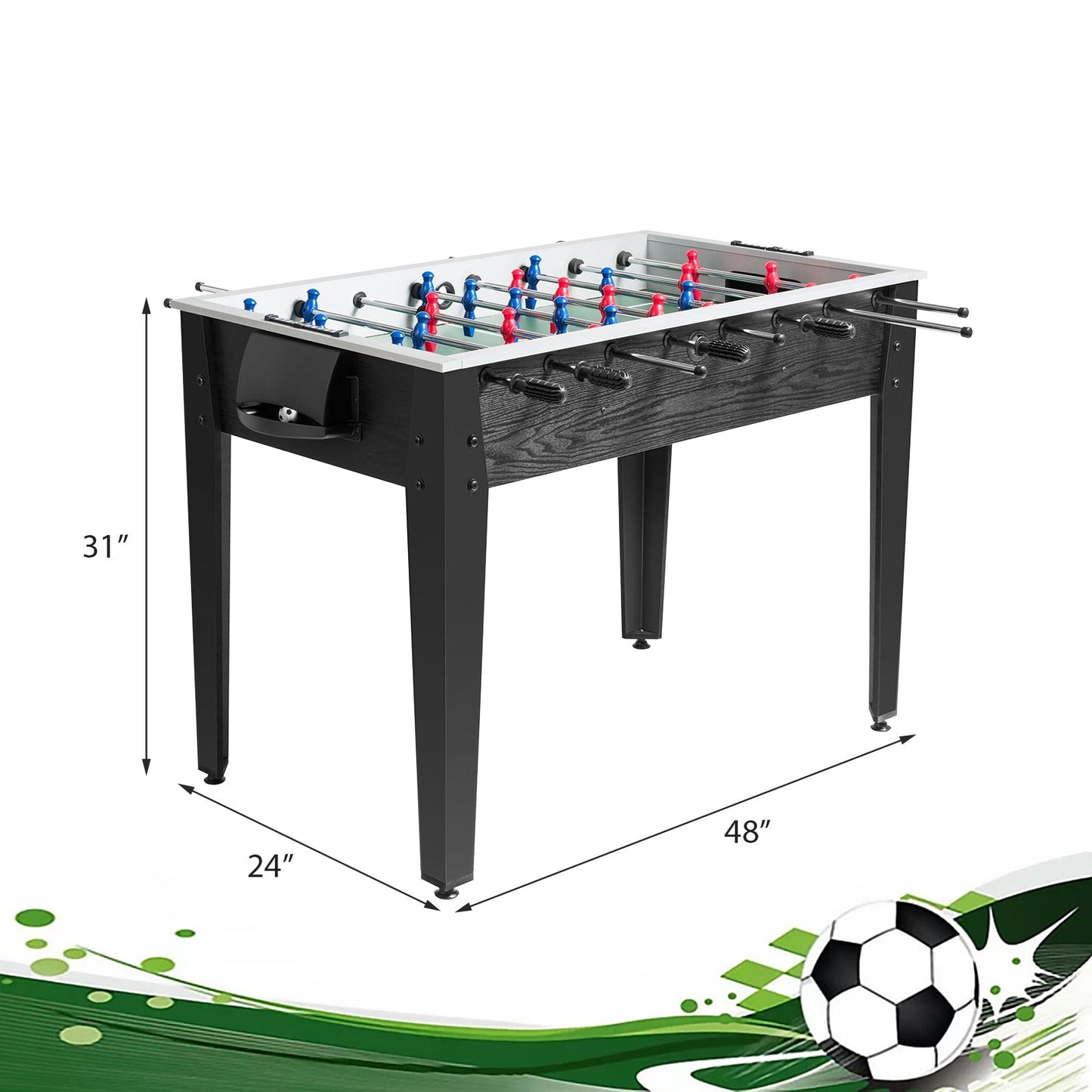 48 Inch Competition Sized Home Recreation Wooden Foosball Table