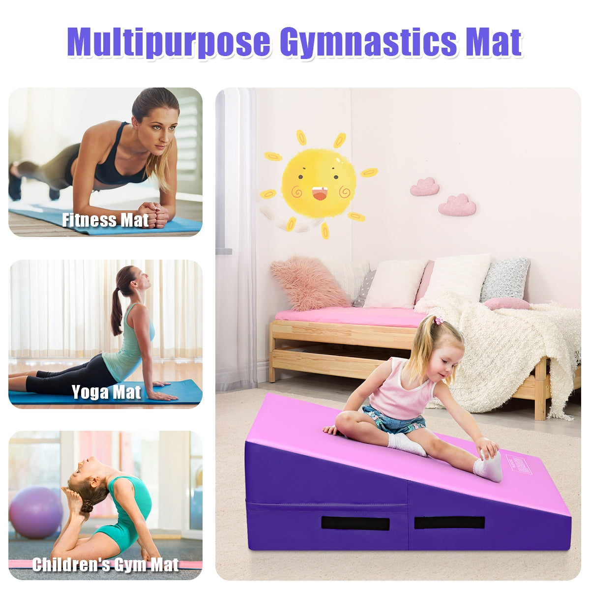 Incline Gymnastics Mat Wedge Ramp Gym Tumbling Exercise Mat
