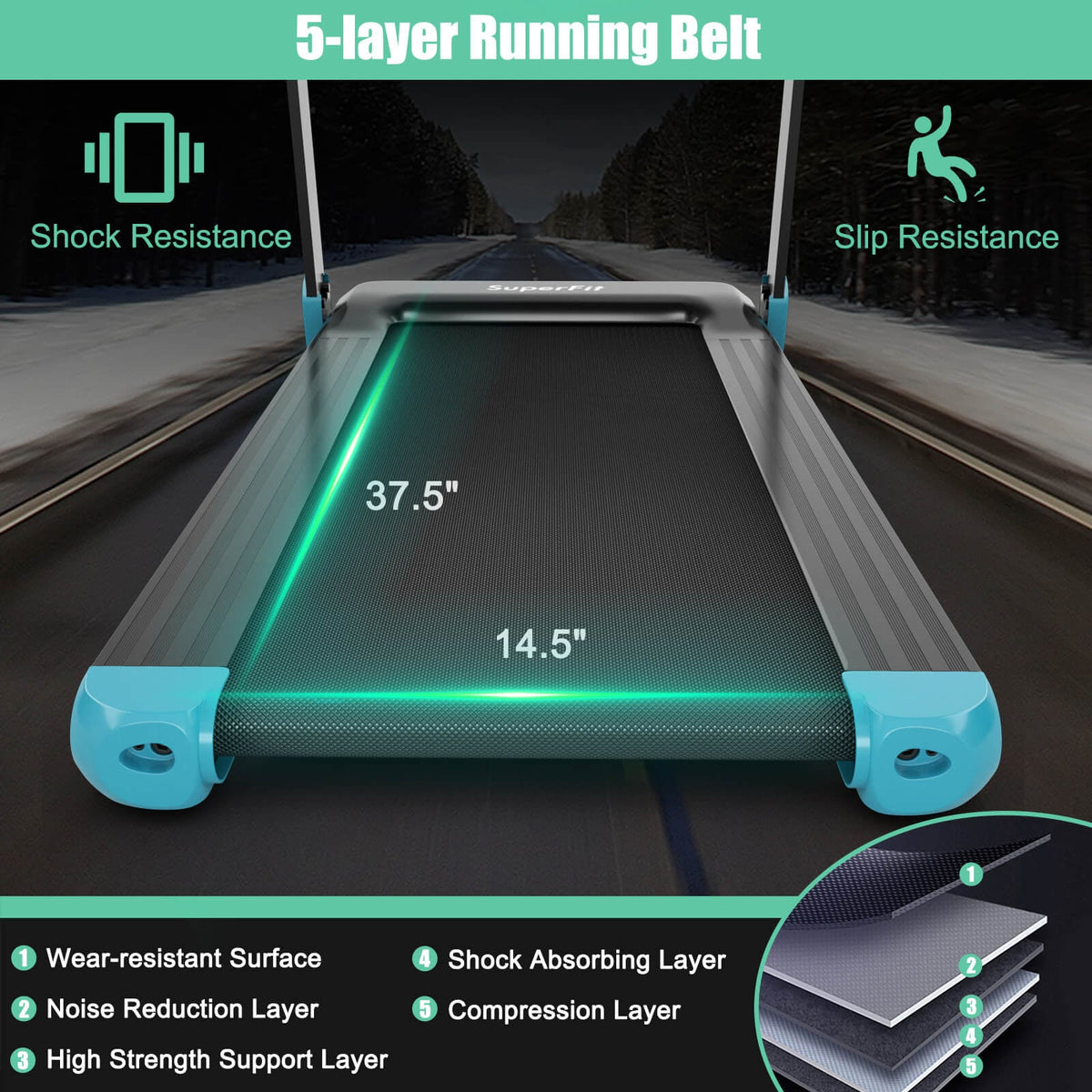 Folding Electric Compact Walking Treadmill with APP Control Speaker
