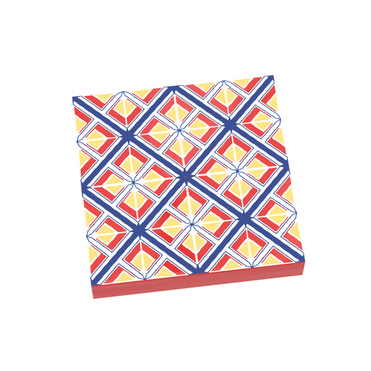Red Floral Spanish Tile for Floor & Wall - Custom Printed 2x2 Tile - Made Using LEGO® Parts