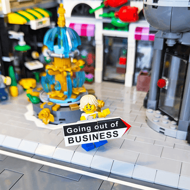 Spinner Sign "Going Out of Business" - Custom Printed Minifig Scale - Made Using LEGO® parts