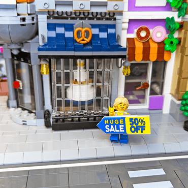 Spinner Sign "Huge Sale" - Custom Printed Minifig Scale - Made Using LEGO® parts