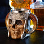 Stainless Steel Double Handle Horn Skull Beer Cup