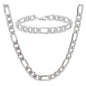 Stainless Steel Figaro Chain and Bracelet Set for Men