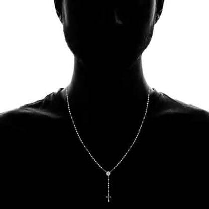Stainless Steel Saint Benedict Rosary Necklace