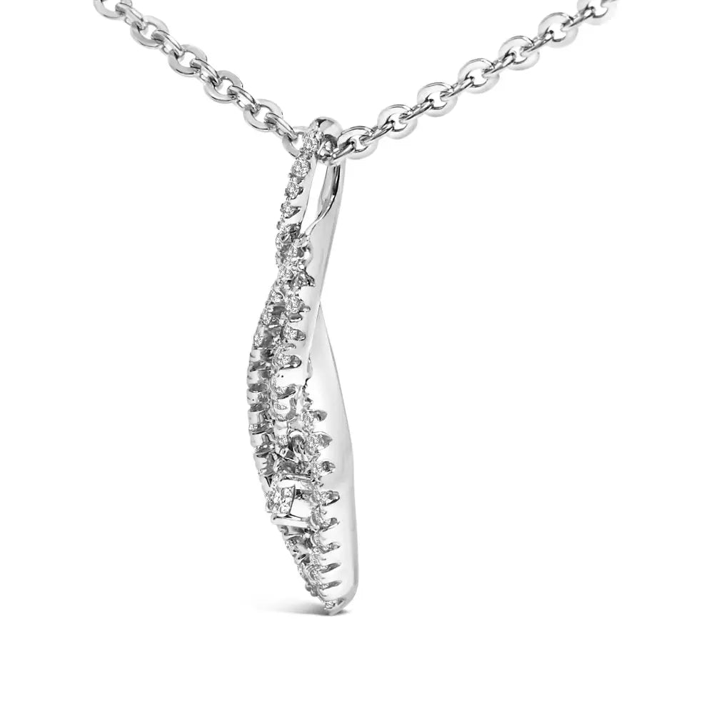 Diamond Swirl Teardrop Pendant Necklace in Sterling Silver 1/3 Cttw
