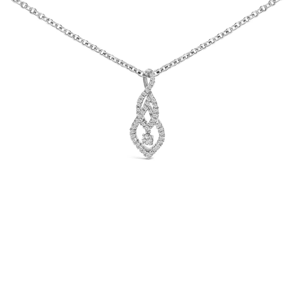 Diamond Swirl Teardrop Pendant Necklace in Sterling Silver 1/3 Cttw