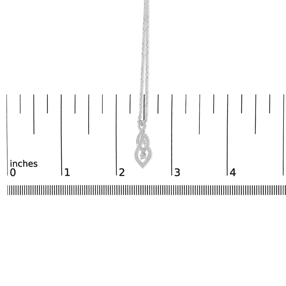 Diamond Swirl Teardrop Pendant Necklace in Sterling Silver 1/3 Cttw