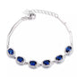 Sterling Silver and Sapphire Oval Cut Halo Bracelet