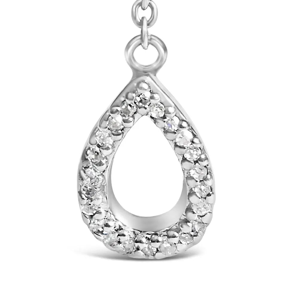 Sterling Silver Pear Lab Blue Sapphire and Diamond Accent Y Necklace