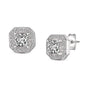 Sterling Silver CZ Square Stud Earrings