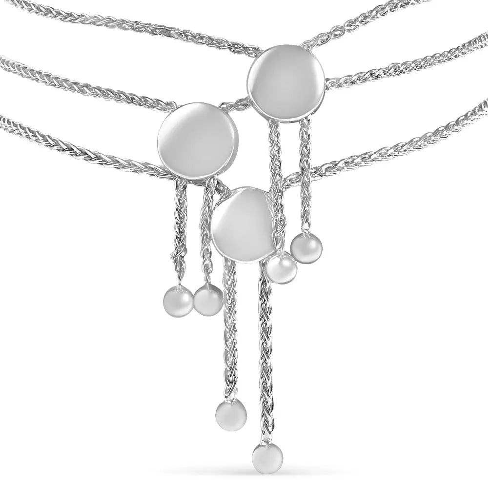 Sterling Silver Diamond Accent 3 Piece Adjustable Heart Bolo Bracelet Set