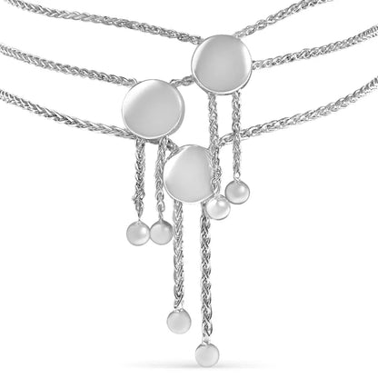 Sterling Silver Diamond Accent 3 Piece Adjustable Heart Bolo Bracelet Set