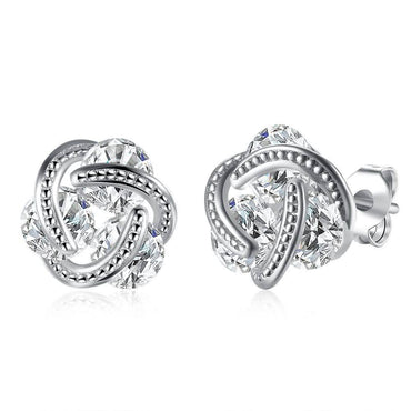 Sterling Silver Floating Stones Caged Earrings with Swarovski Crystals