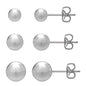 Sterling Silver Trio Ball Stud Earrings Set