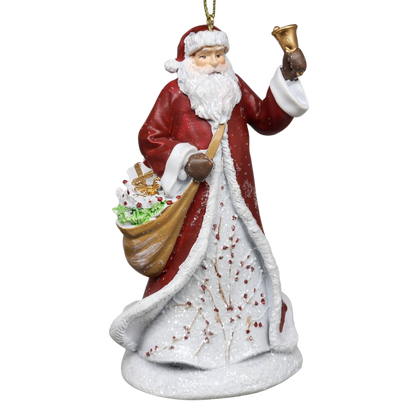 Berry Vine Santa with Bell Ornament
