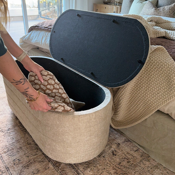 Upholstered Nesting Storage Bench, Set of 2