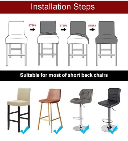 Stretch High-Hoot Bar Stool Chair Cover Polar Fleece Solid Color Bar Cafe Front Desk Restaurant Wedding Chair Protective Cover Stretch Chair Cover For Dining Room Elastic Material Slipcover For Office Chair