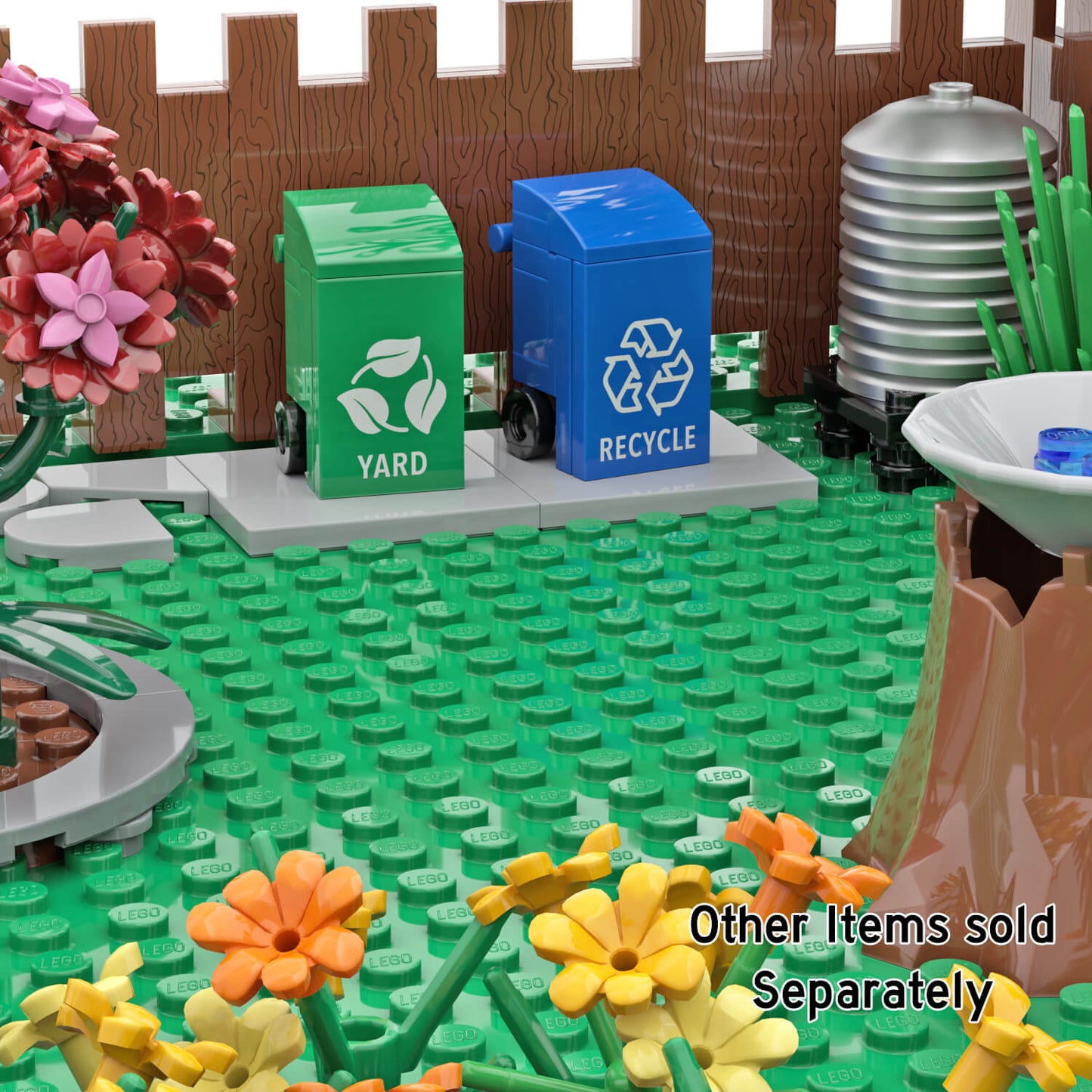 Yard Waste Bin - Mini Building Set - Custom Printed - Made Using LEGO® Parts