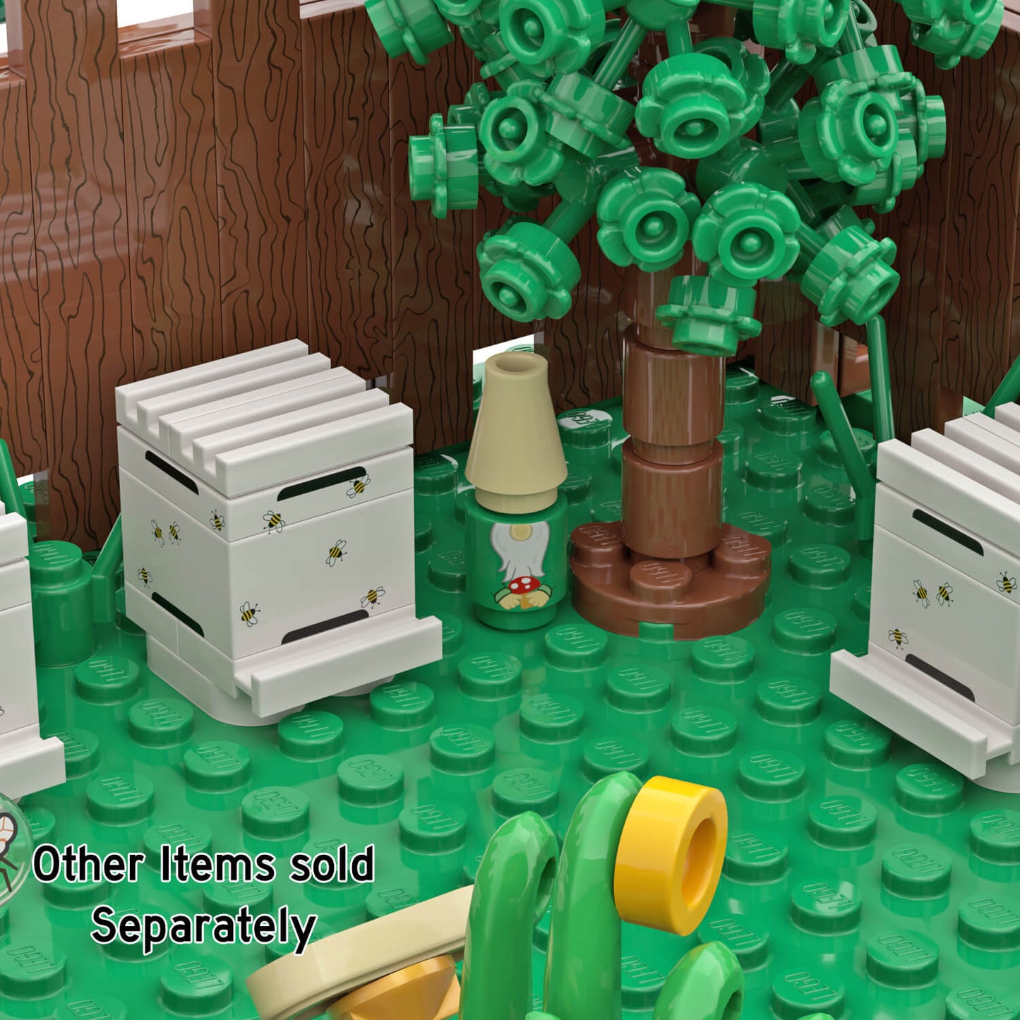 Wooden Fence (Reddish Brown) - Custom Printed - Made with LEGO® Parts
