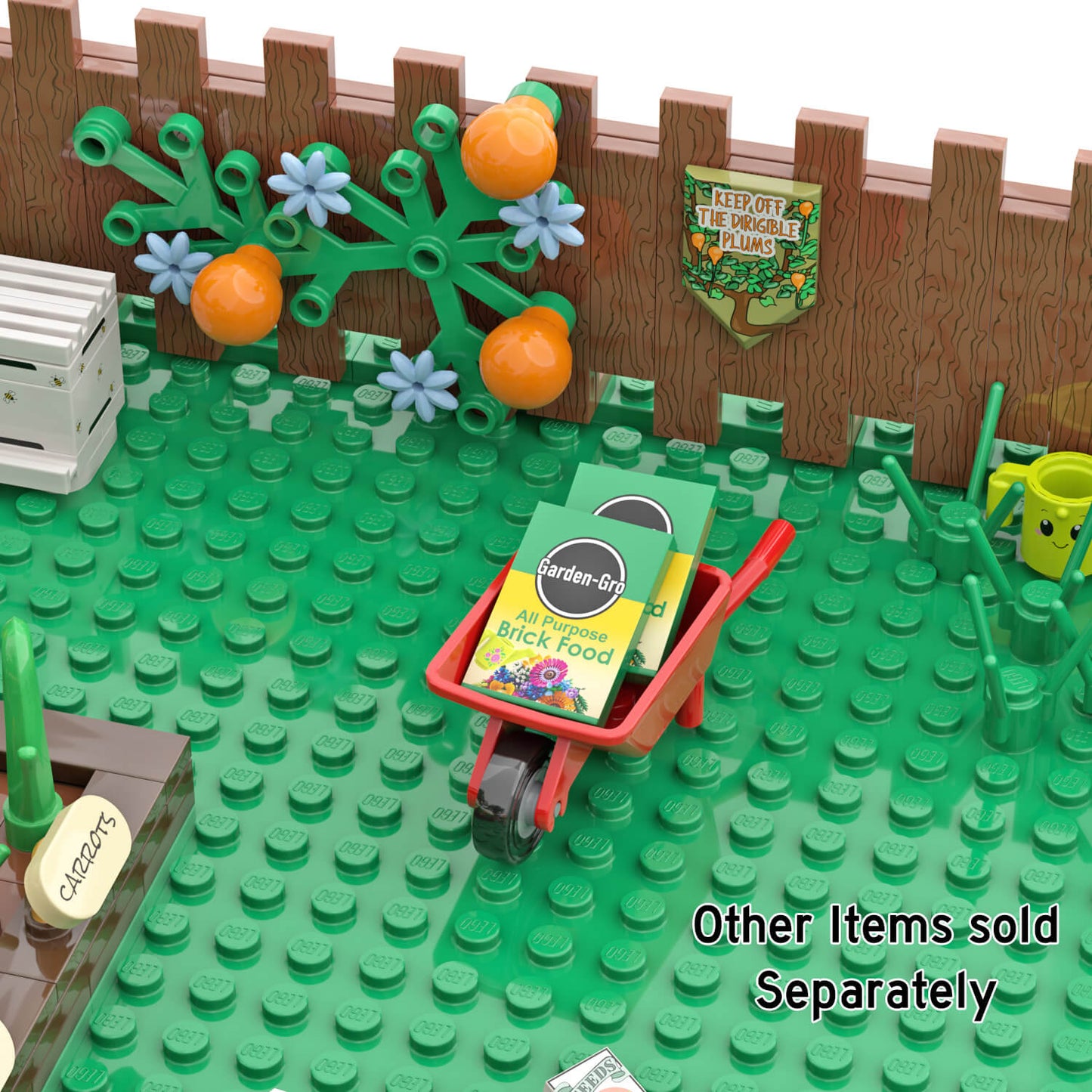 Wooden Fence (Reddish Brown) - Custom Printed - Made with LEGO® Parts