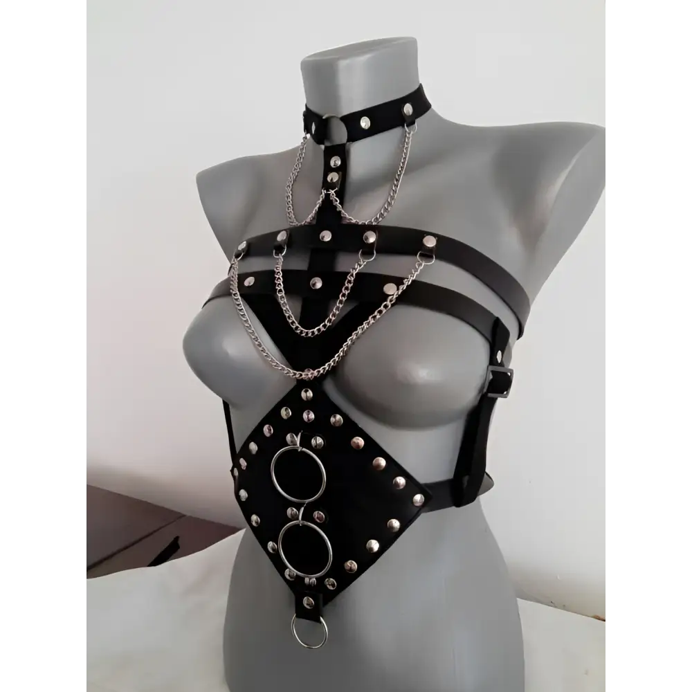 Studded Leather Harness Perform Dance Costume