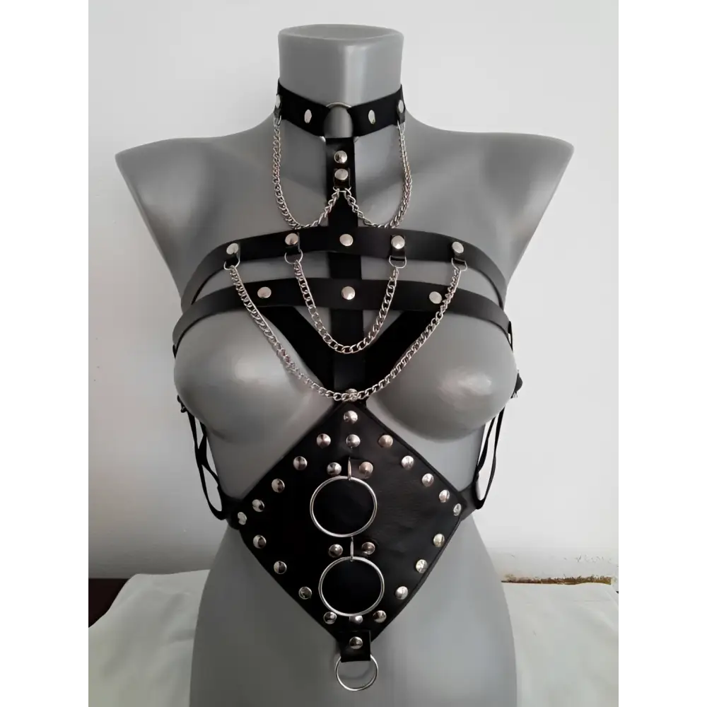 Studded Leather Harness Perform Dance Costume