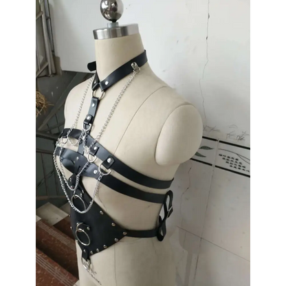 Studded Leather Harness Perform Dance Costume