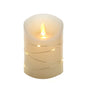 4" Battery Operated Flicker Flame White Candle With Fairy Lights
