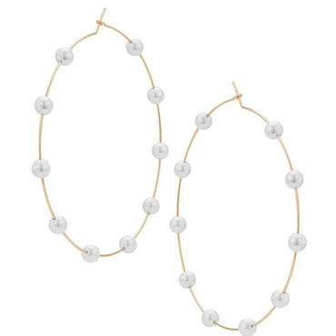 Super Huge Circle Pearls Earrings Thin Dangle