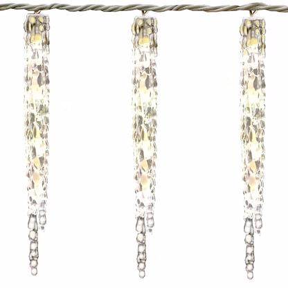 Sparkling White LED Plug-In Christmas Icicle Lights - 13 piece set