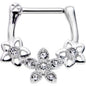 16G 5/16 Clear Gem Field of Flowers Septum Clicker