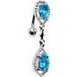 Aqua Gem Twin Top Mount Dangle Belly Ring