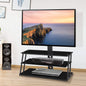 Swivel Floor TV Stand with Angle and Height Adjustable Tempered Glass TV Stand