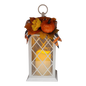 Harvest Lantern with Flickering LED Candle - White