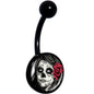 Katrina Sugar Skull with Rose Flower Black Belly Ring