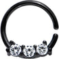 18G 5/16 Clear Cubic Zirconia Black IP Steel Circular Ring