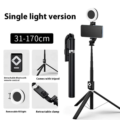 T11 Rechargeable Black Selfie Stick with Ring Light