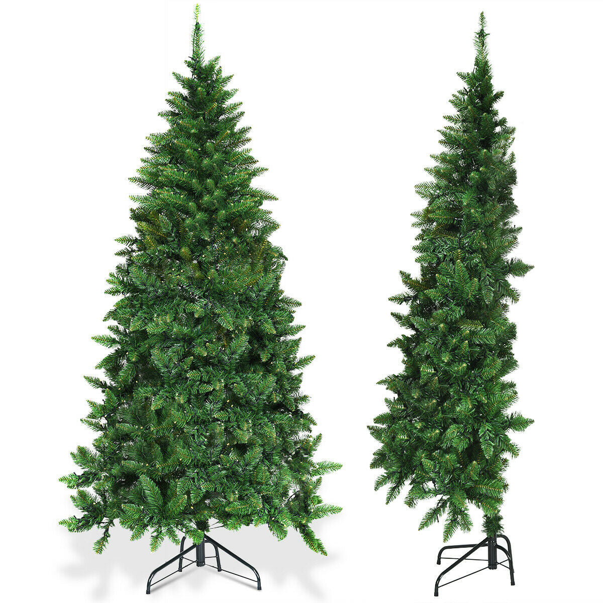 Pre-Lit Artificial Half National Christmas Tree with 8 Flash Modes