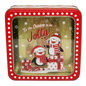 Square Cookie Tin with Window - Tis the Season to be Jolly Penguins