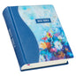 KJV Holy Bible, Note-Taking Bible, Faux Leather Hardcover - King James Version, Blue Floral Printed - Leather