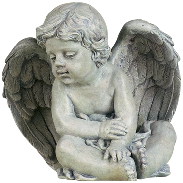 Sitting Cherub - 9.5 inch Garden Statue -