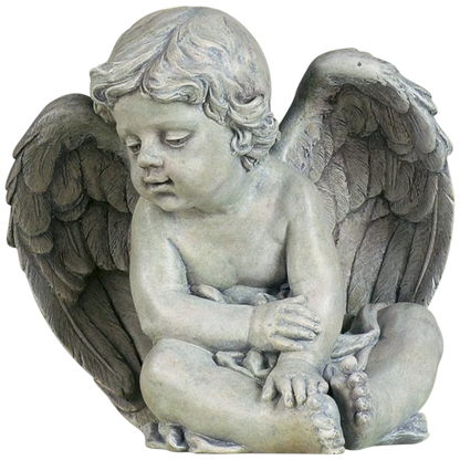 Sitting Cherub - 9.5 inch Garden Statue -