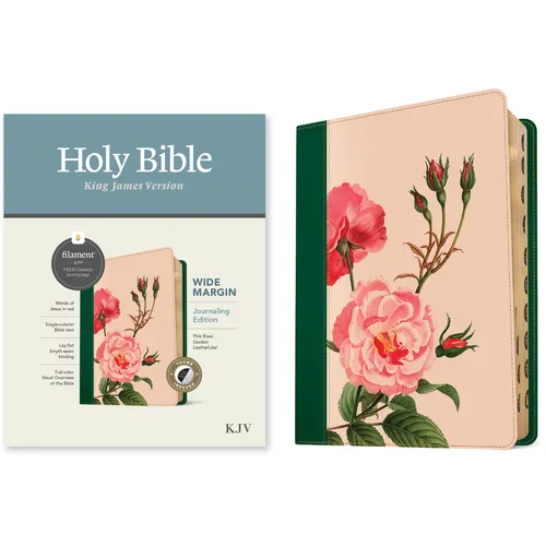 KJV Wide Margin Bible, Filament Enabled (Leatherlike, Pink Rose Garden, Indexed, Red Letter) - Imitation Leather