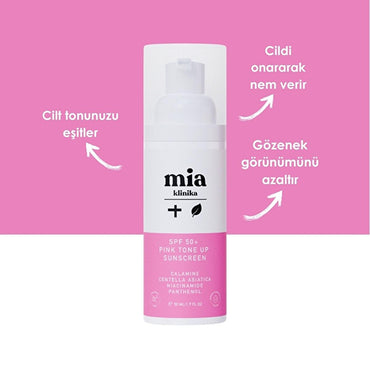 Mia Klinika SPF 50+ Pink Tone Up Sunscreen Cream - Moisturizing, Tone Evening, UV Protection